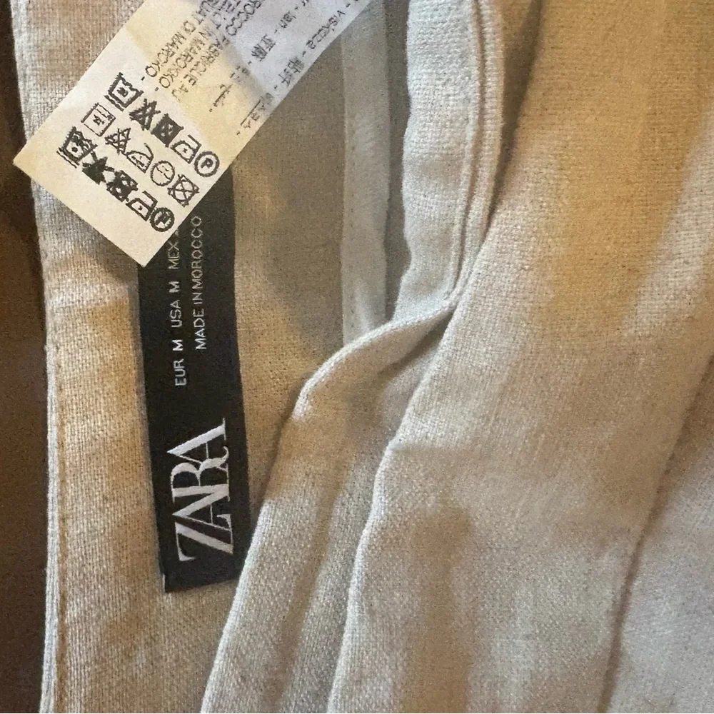 Zara Wide Leg Pants in Light Beige linen